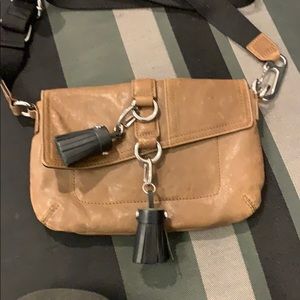 LAMB Tan crossbody leather bag with tassels